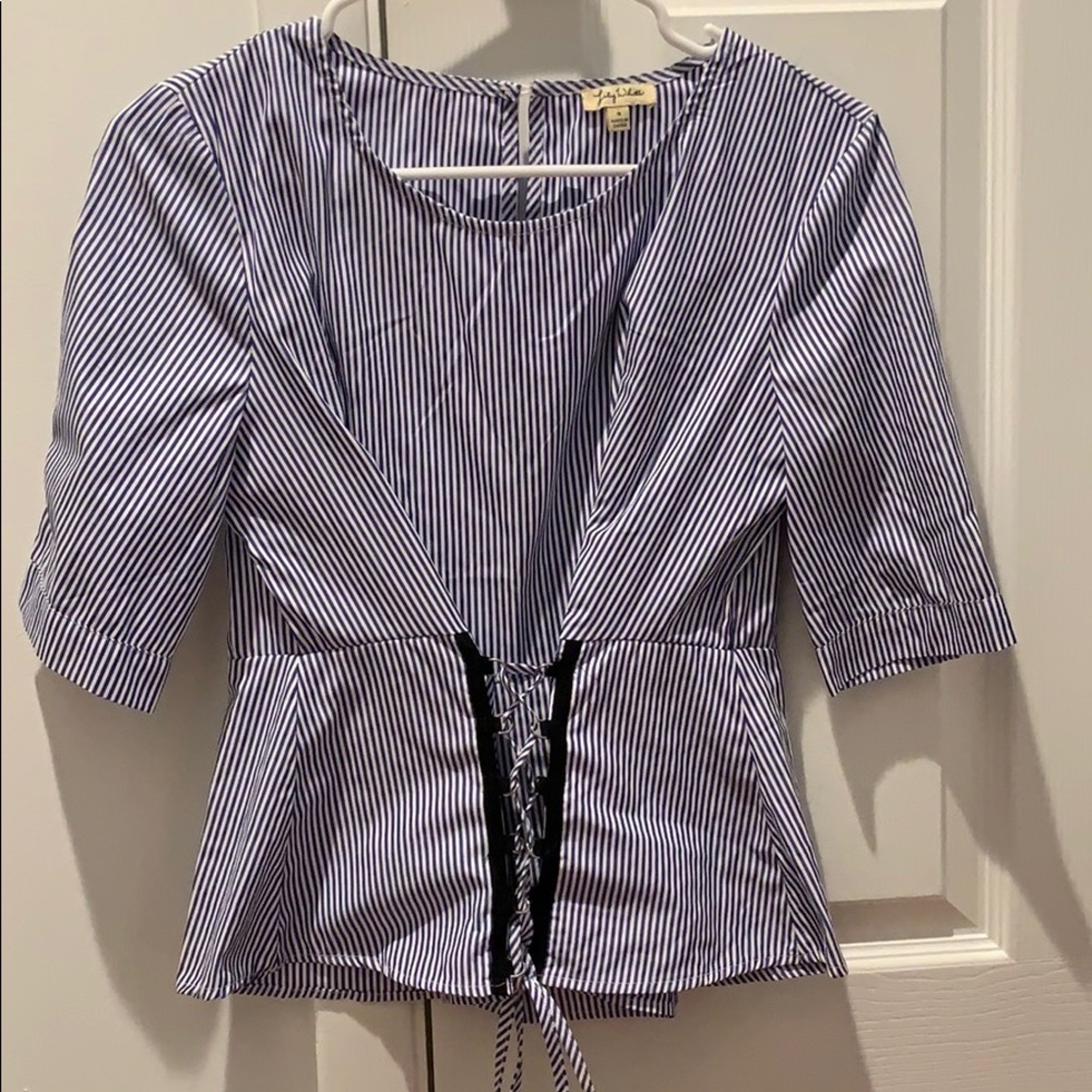 Blue and white stripe top
